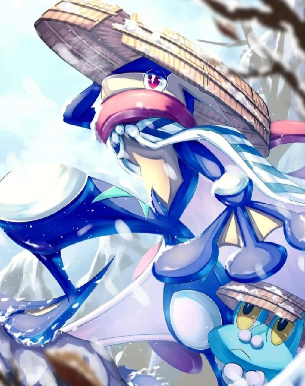 宝可梦高清手机壁纸(甲贺忍蛙) 它的红色围巾居然是舌头!