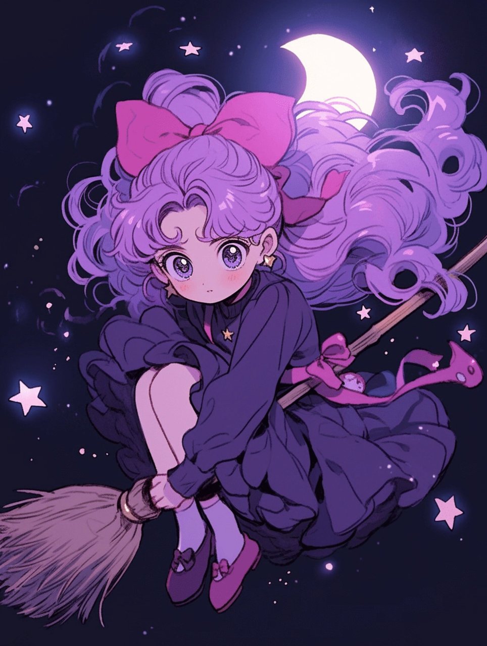 扫把小女巫头像|mj练习|宫崎骏 【咒语】 90s animation style