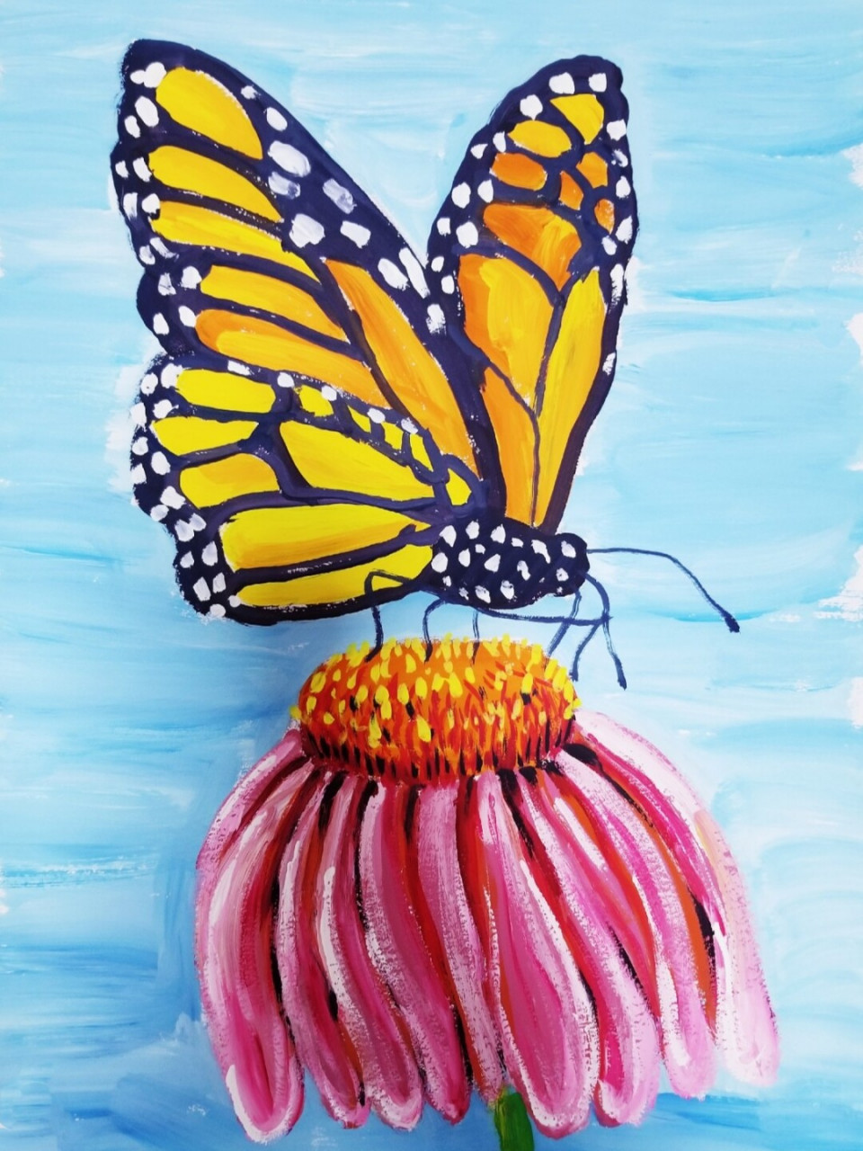 儿童水粉 水粉蝴蝶#水粉花卉#儿童水粉画#创意美术#儿童画 #儿童画