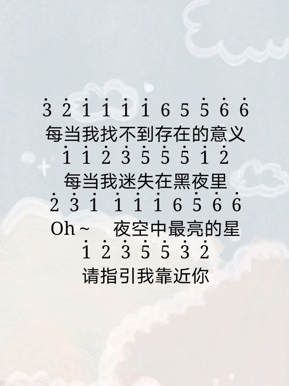 《夜空中最亮的星》94拇指琴 琴谱