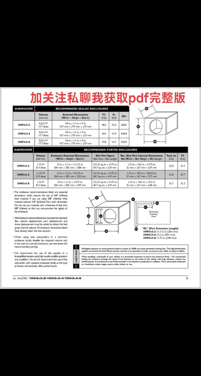 捷力10w3低音喇叭参数图片