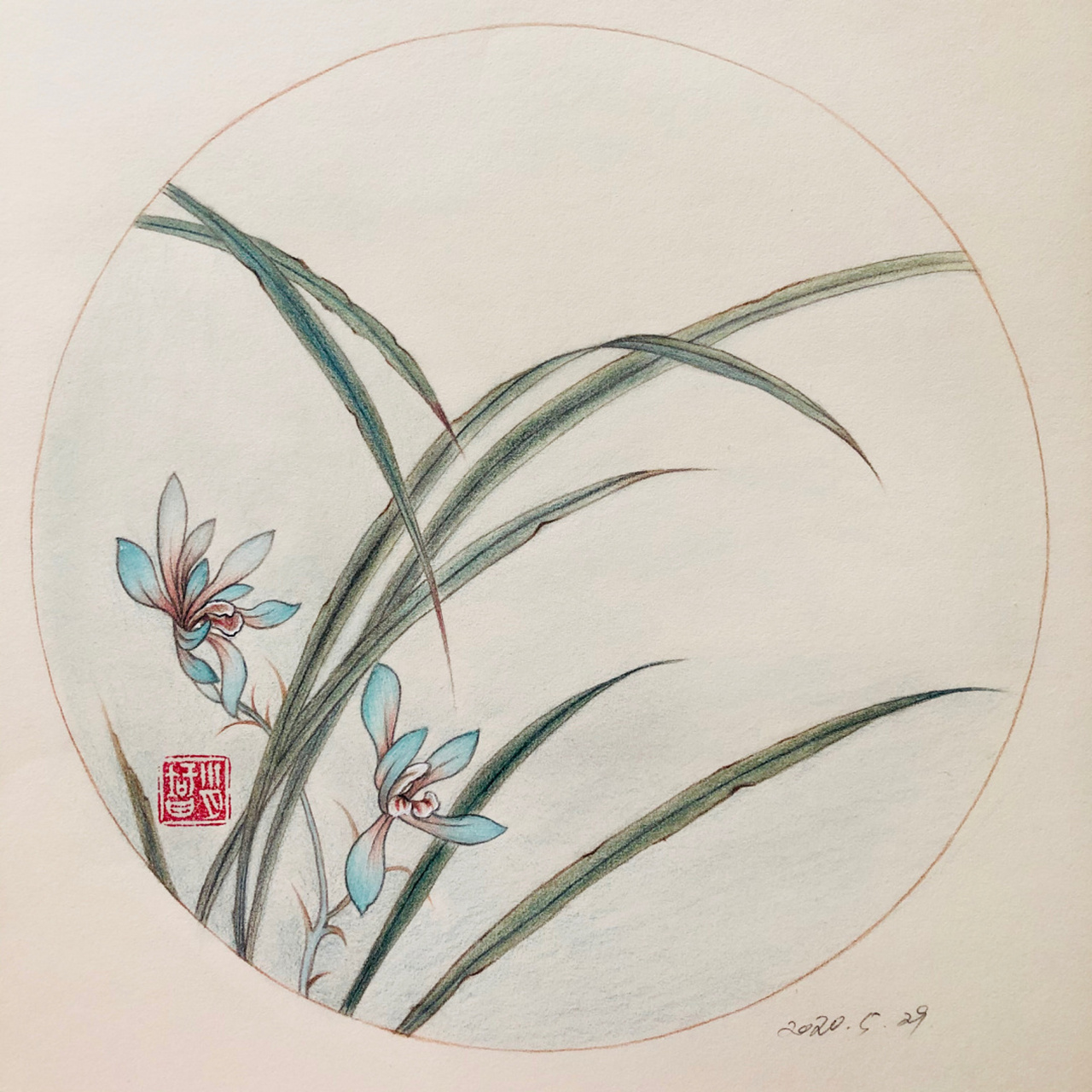 编号376(临于北京东亚奥北)宋人画《秋兰绽蕊图》; 浪人文化a3素描纸