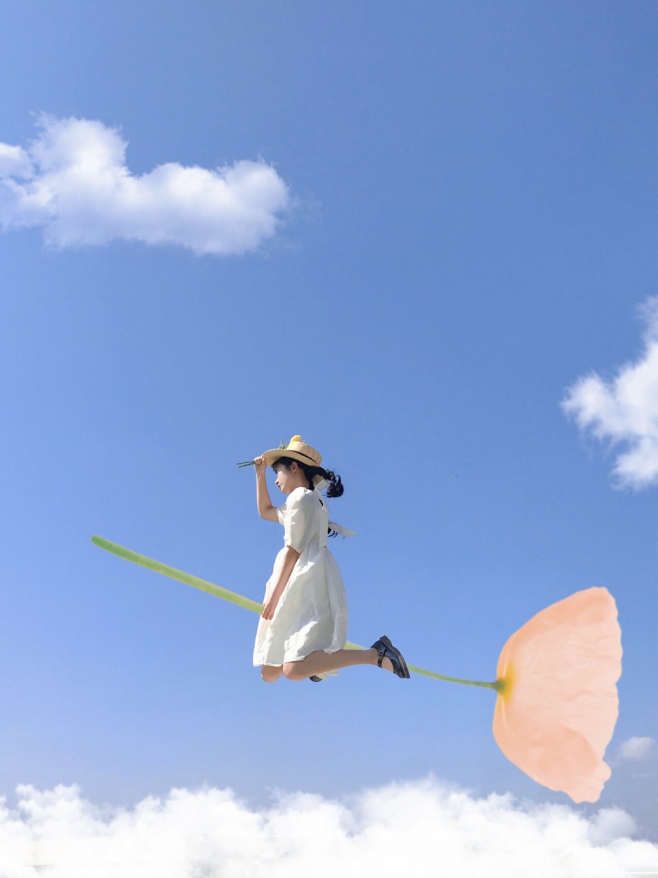 创意云朵天空借位p图教程 7815 春日踏青的时候太适合这样拍啦!