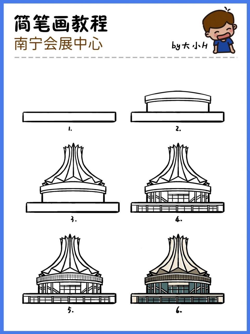 简笔画教程第59个-南宁国际会展中心,南宁国际会展中心位于广西壮族