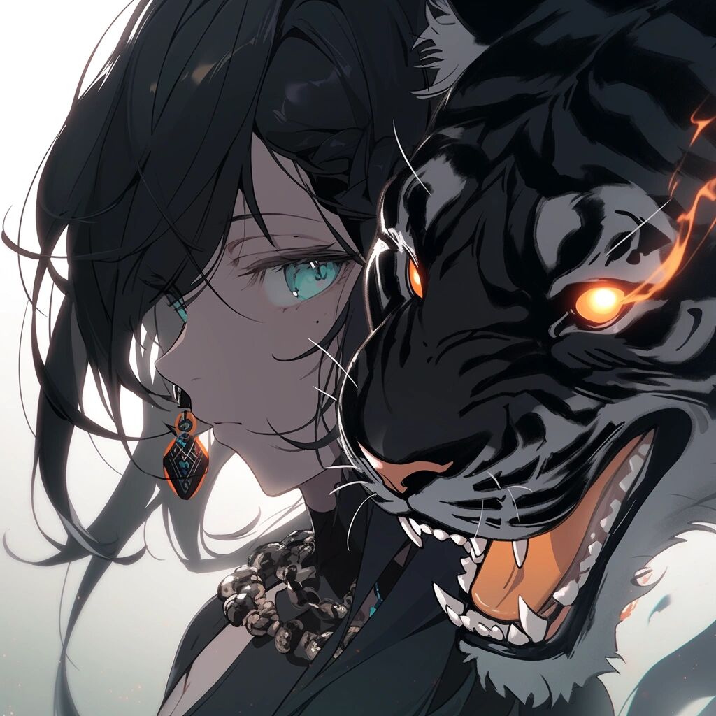 少女与虎系列头像更新,黑色主题 少女与虎系列头像更新,这次主题为