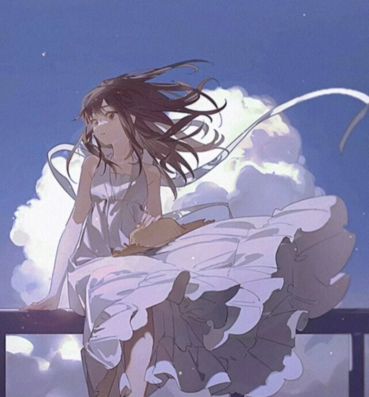 白色系梦幻神仙般动漫女生头像 风追落叶叶追尘,彩云追月月自明.