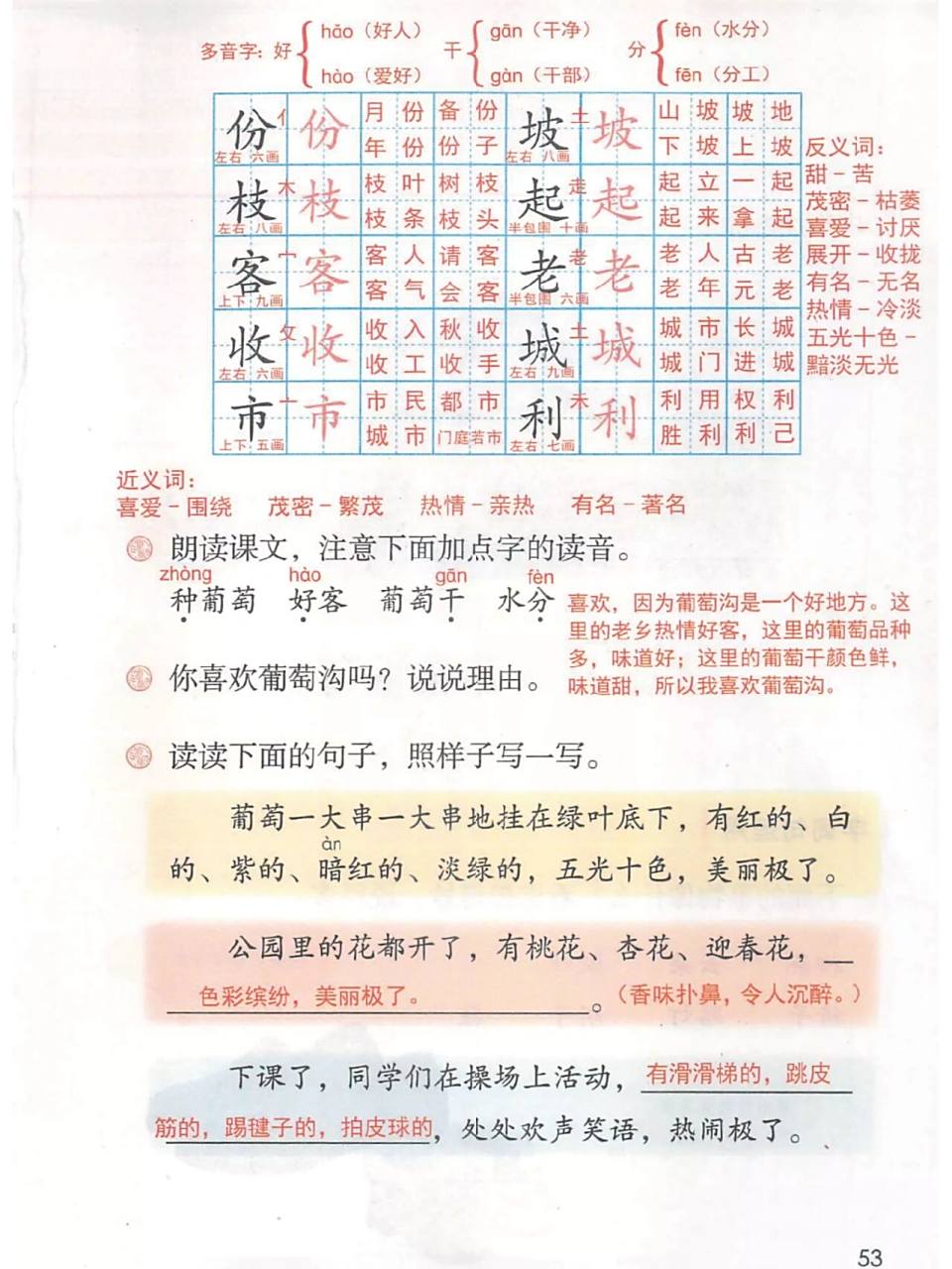二上第11课《葡萄沟》课堂笔记 #小学语文课堂笔记# #小学语文怎么学