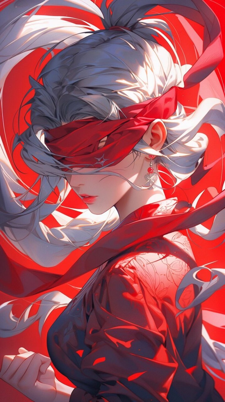 又画了2张红白的,不知道大家喜欢吗#蒙眼少女# #动漫壁纸# #ai绘画有