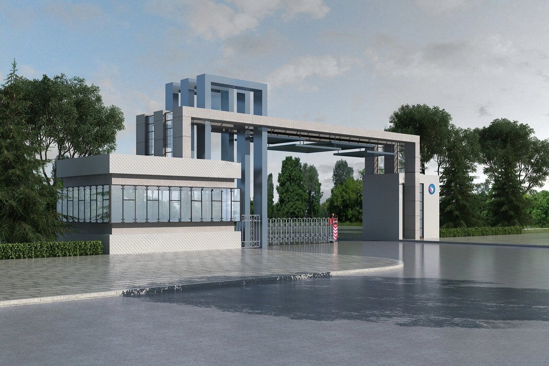 厂房大门效果图设计,保安室效果图设计,工厂大门效果图设计,学校大门