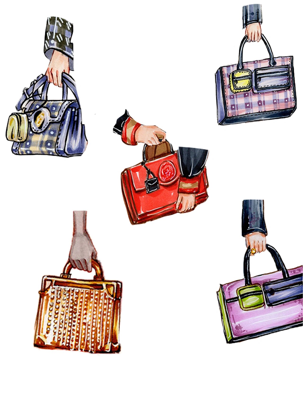 服装设计考研手绘|手拎包合集96 对很多同学来说手部的画法是一个