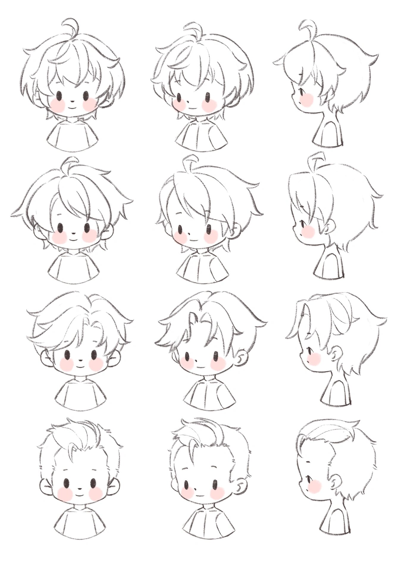 q版头发练习 ‖ 男生头发