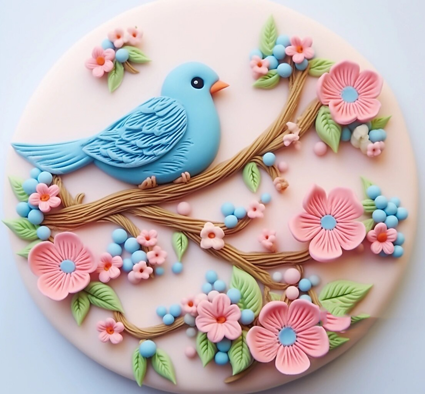 粘土~书上的小鸟创意手工粘土画