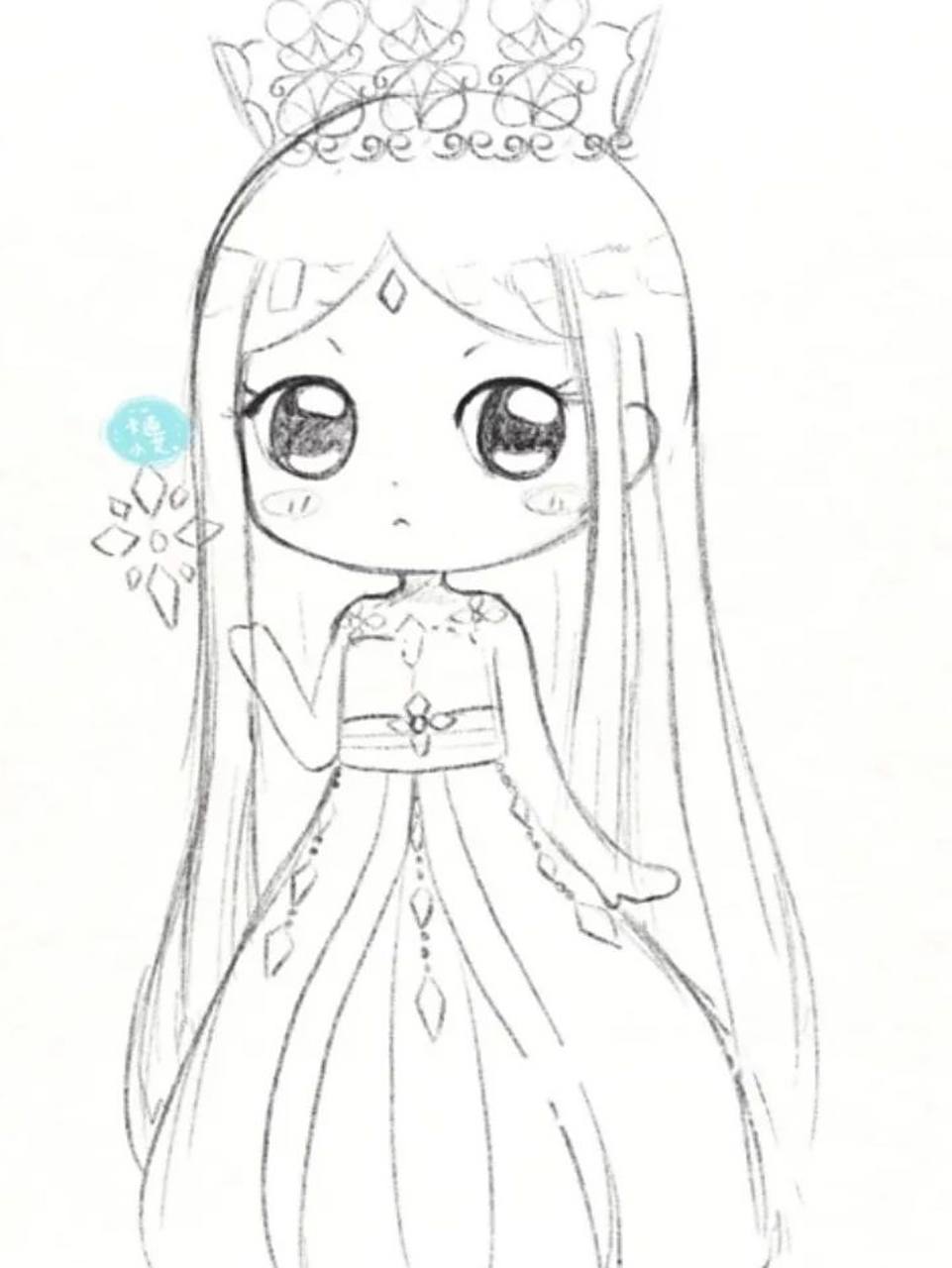 冰公主韩冰晶简笔画来喽000000