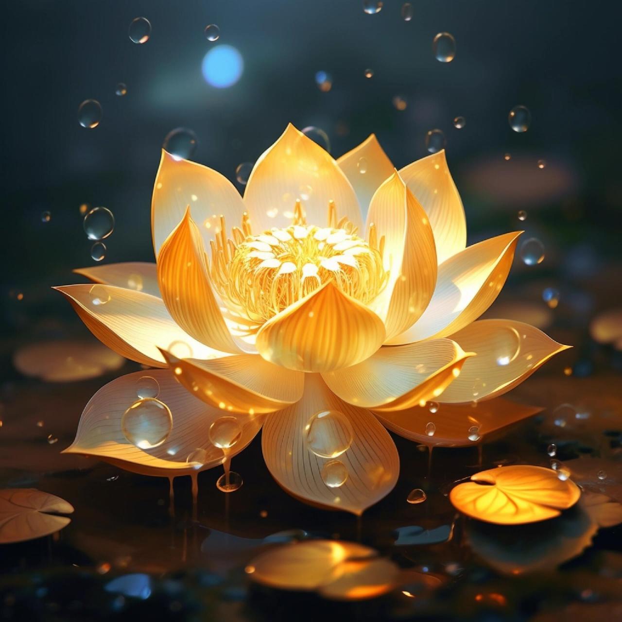 荷你相遇,好运连连 若你看到金色莲花,那便是好运的开始,金莲花晶莹