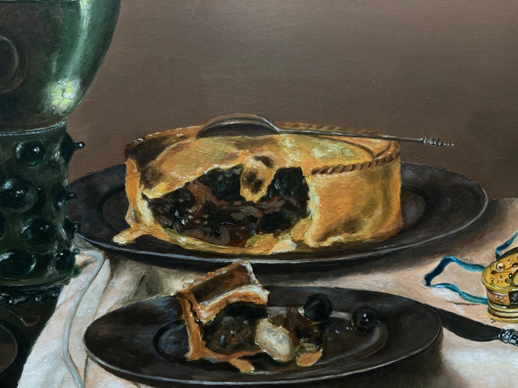 油画静物 临摹17世纪荷兰静物画家海达的作品 木板油画 50×40cm