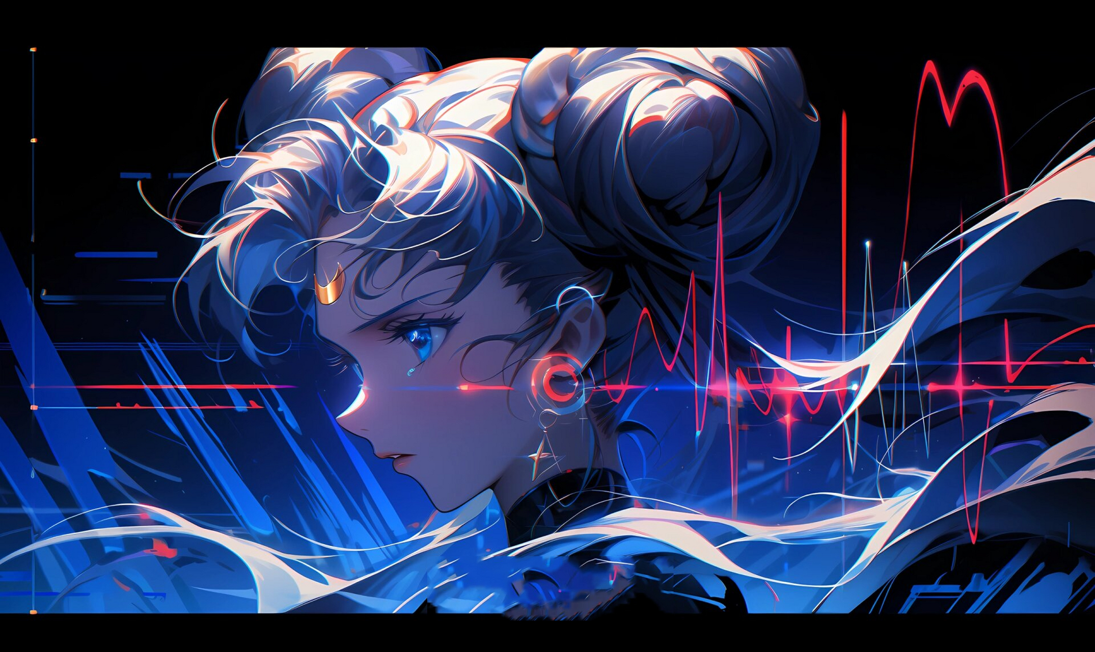 电脑壁纸|美少女战士|电竞蓝调