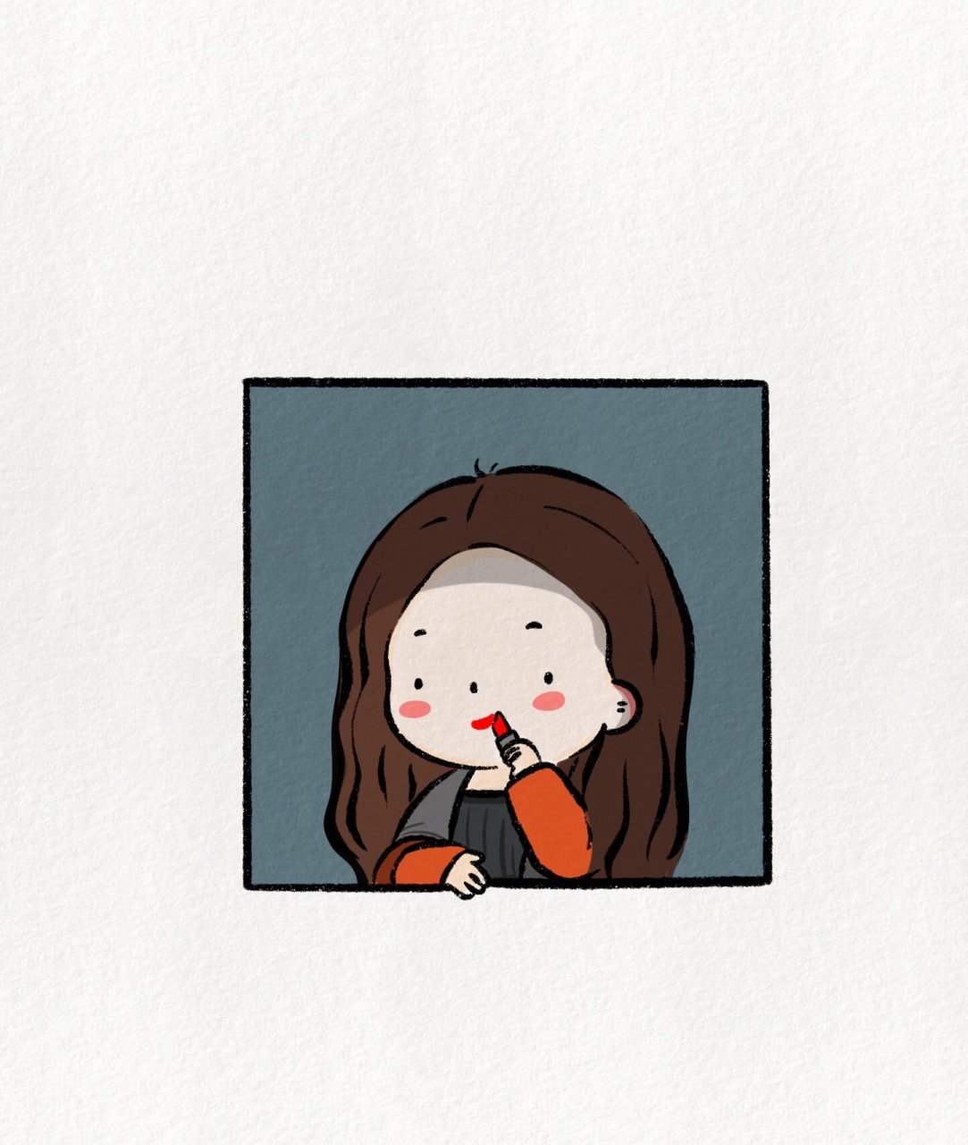 超可爱简笔画教程:涂口红的蒙娜丽莎7815 #画画# #治愈# #简笔画