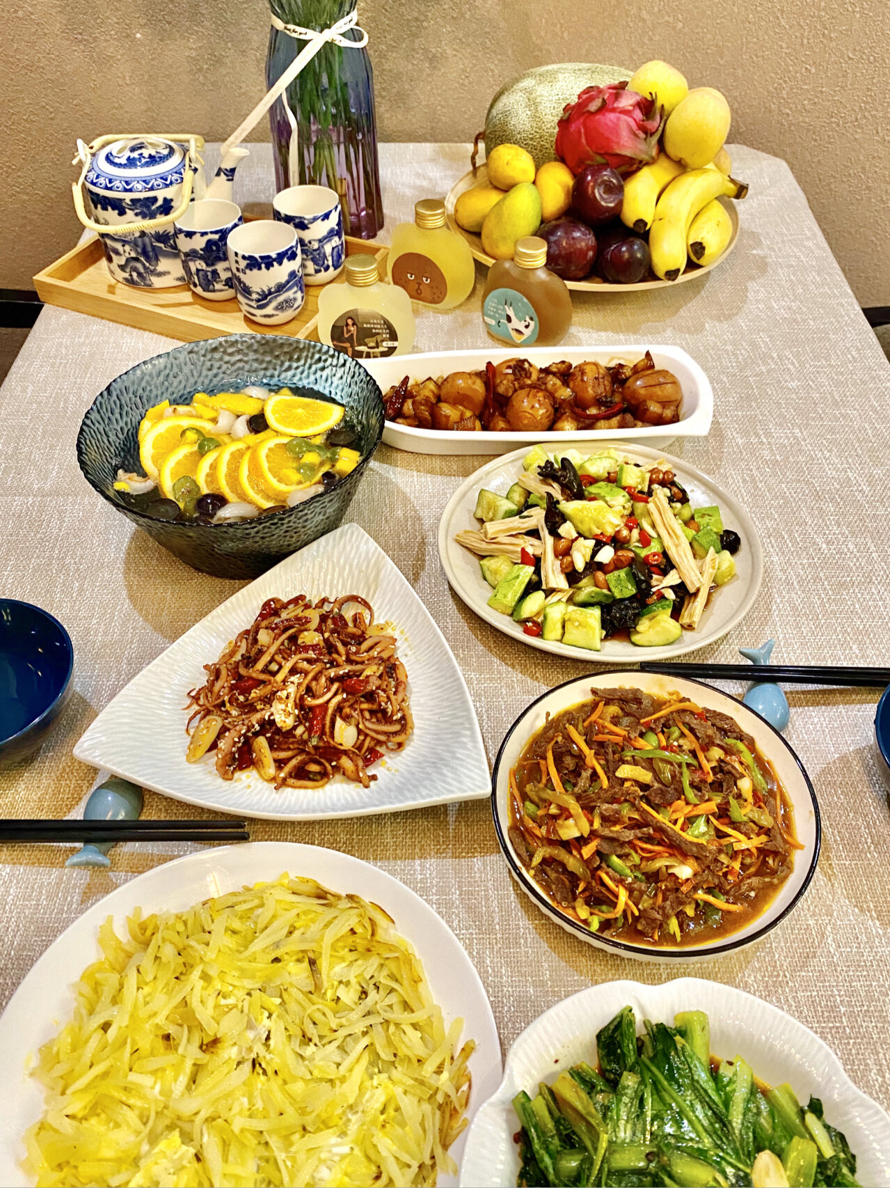 晚餐家常菜(夏天来点水果果酒更完美)