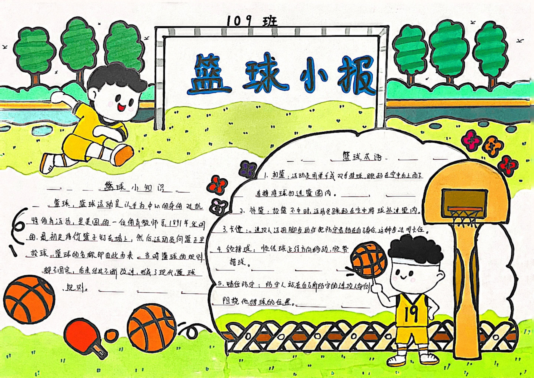 篮球手抄报图片文字图片