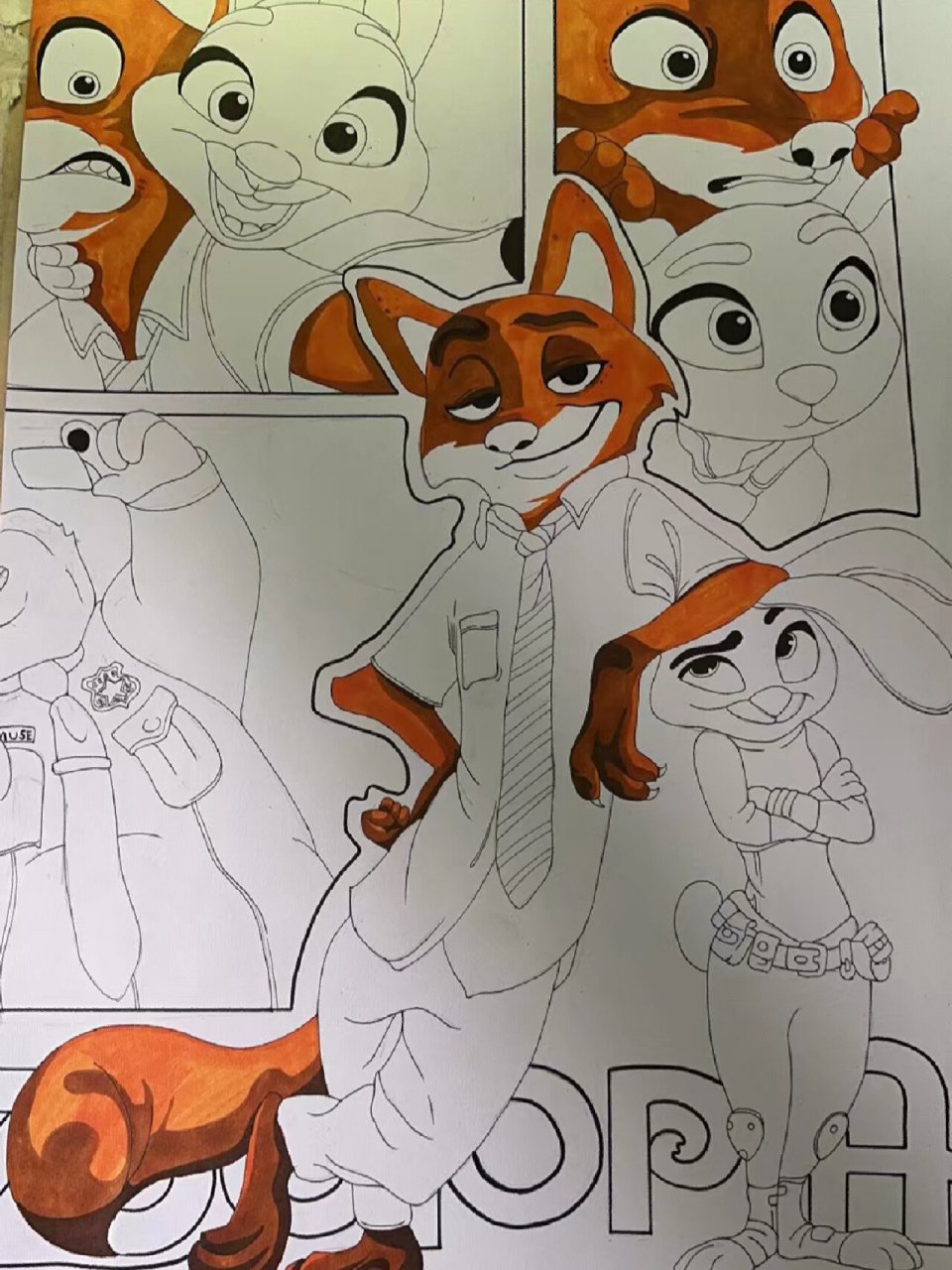 【每日一画】今日马克笔绘画:疯狂动物城 临摹