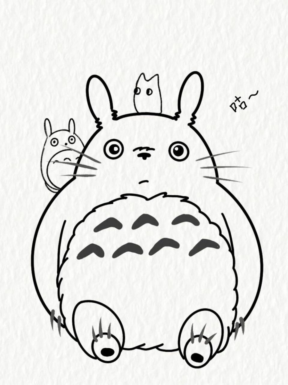 龙猫简笔画 卡通图片