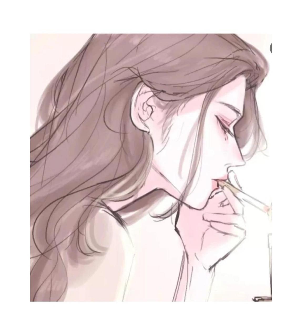 女生抽烟头像 卡通图片