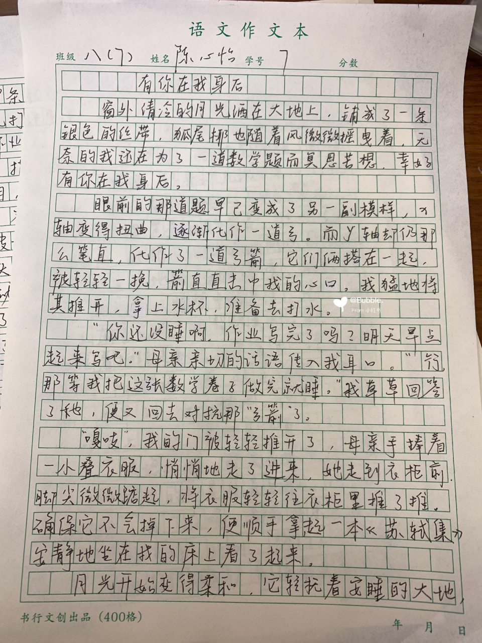 作文《有你在我身后》