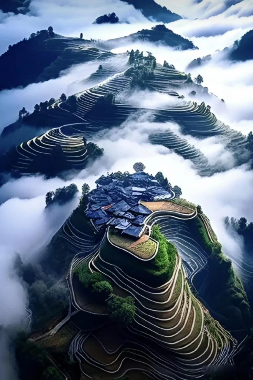 云贵梯田诗词  0202020202 耸翠层峦,景色沁人心口,睹梯田