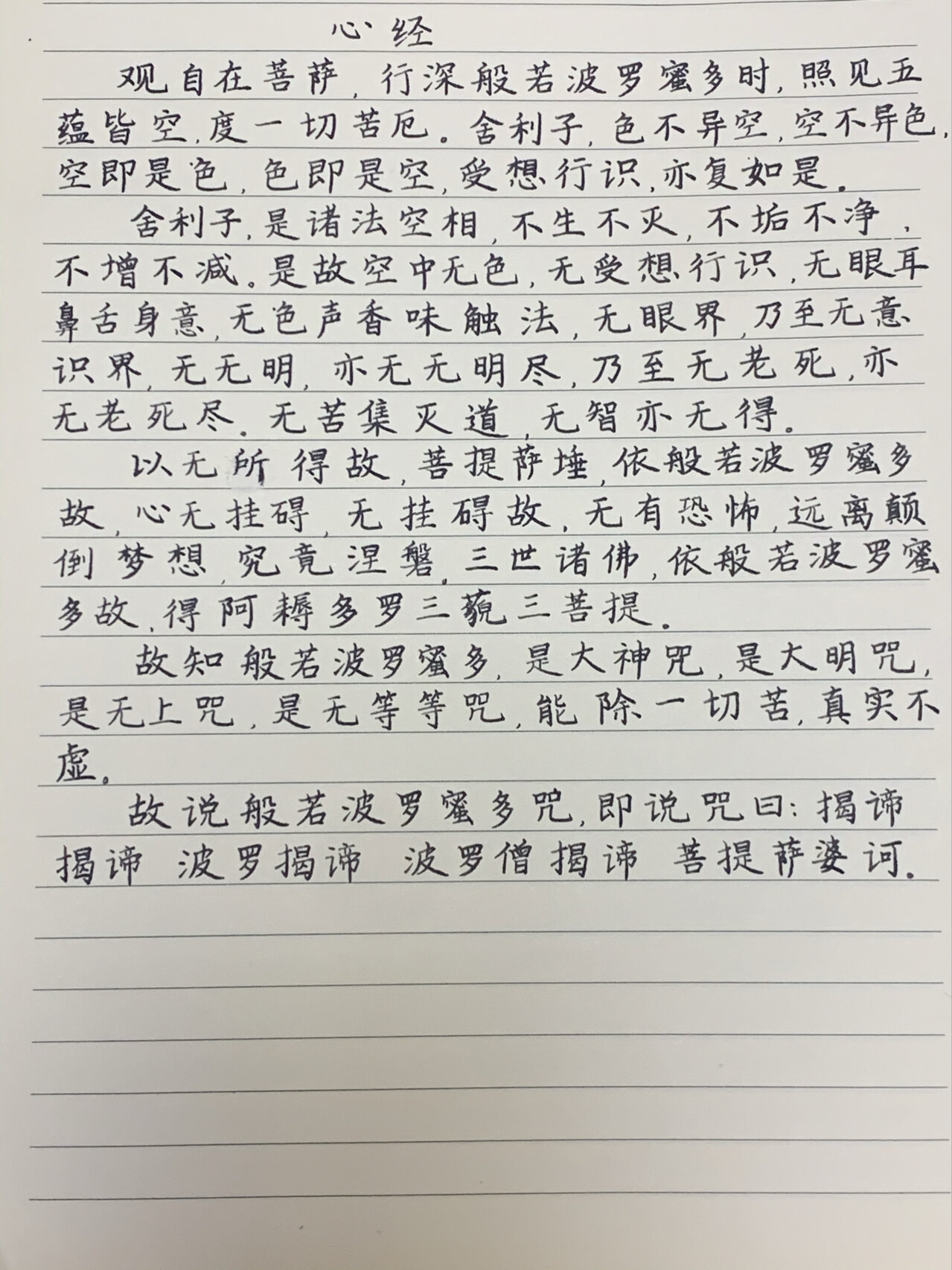 手抄心经第四天