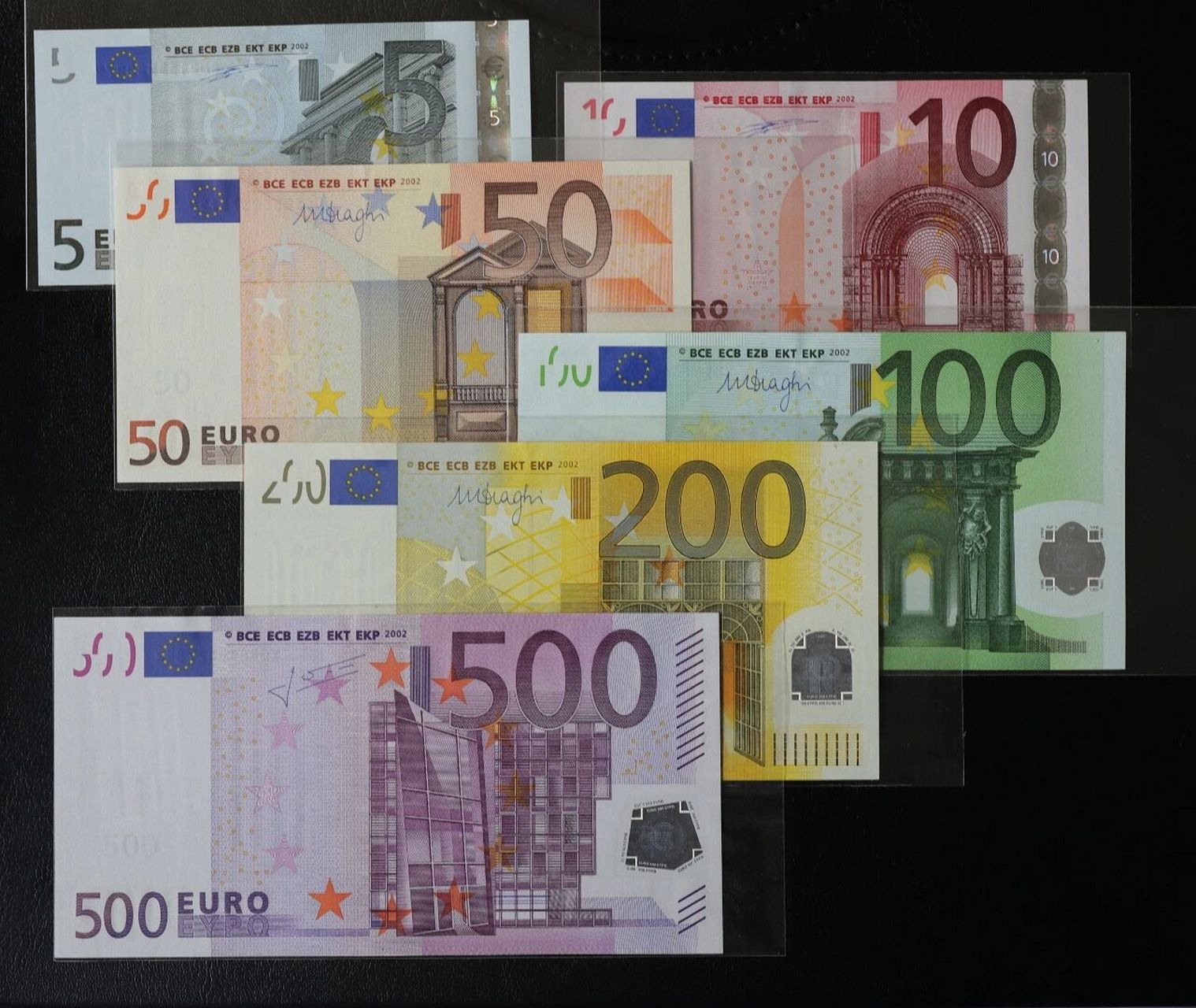 藏品展示之第一版欧元 这是欧盟成立后发行的第一版统一货币,始发年份