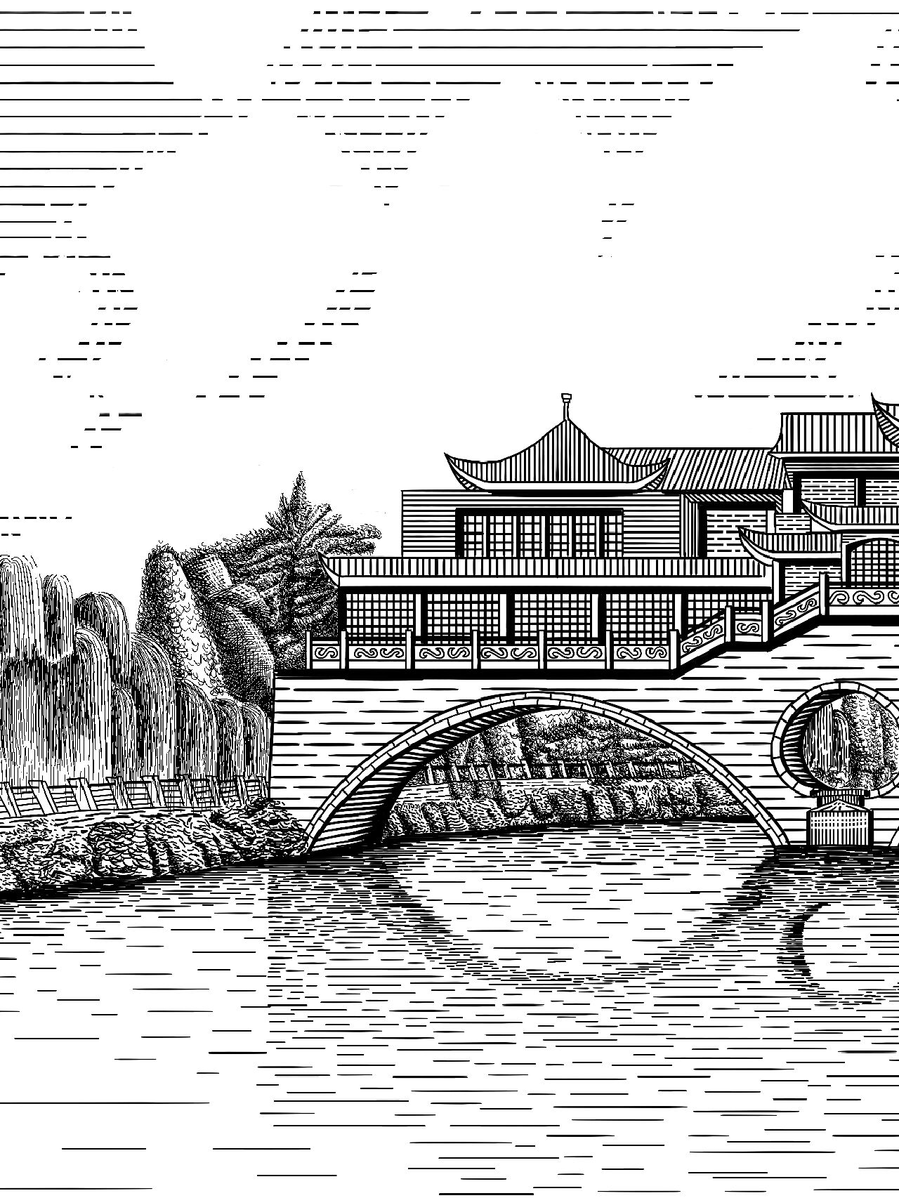 手绘成都‖到了九眼桥,记得看看安顺廊桥