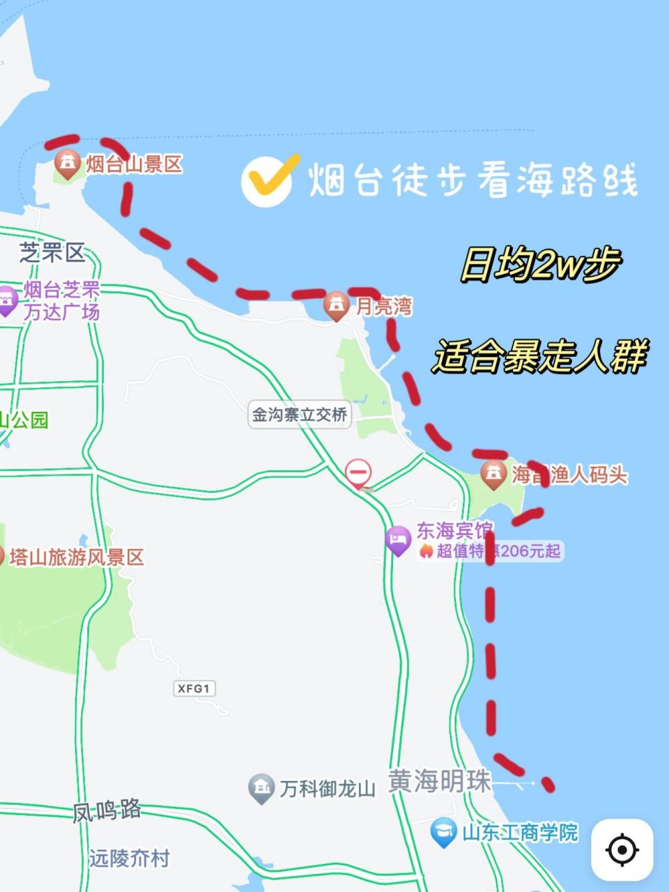 烟台山景区游览路线图图片