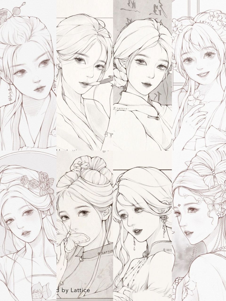 古风美人线稿合集 混个更～ 最近沉迷开脑洞,好久没画过美少女了.