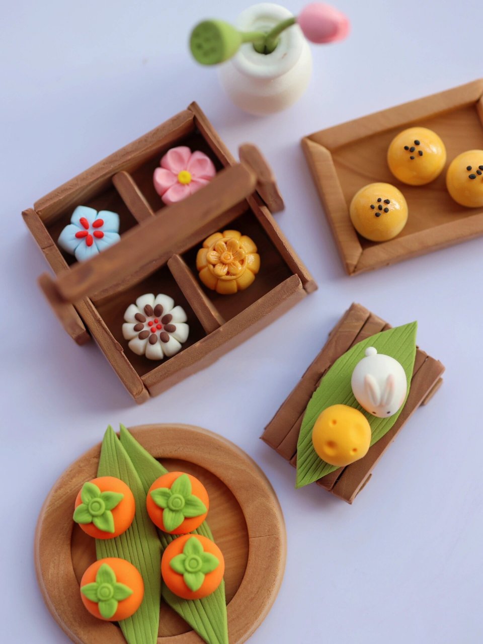 超轻粘土|mini月饼节中式糕点0499 04月饼节快到啦～ 提前祝