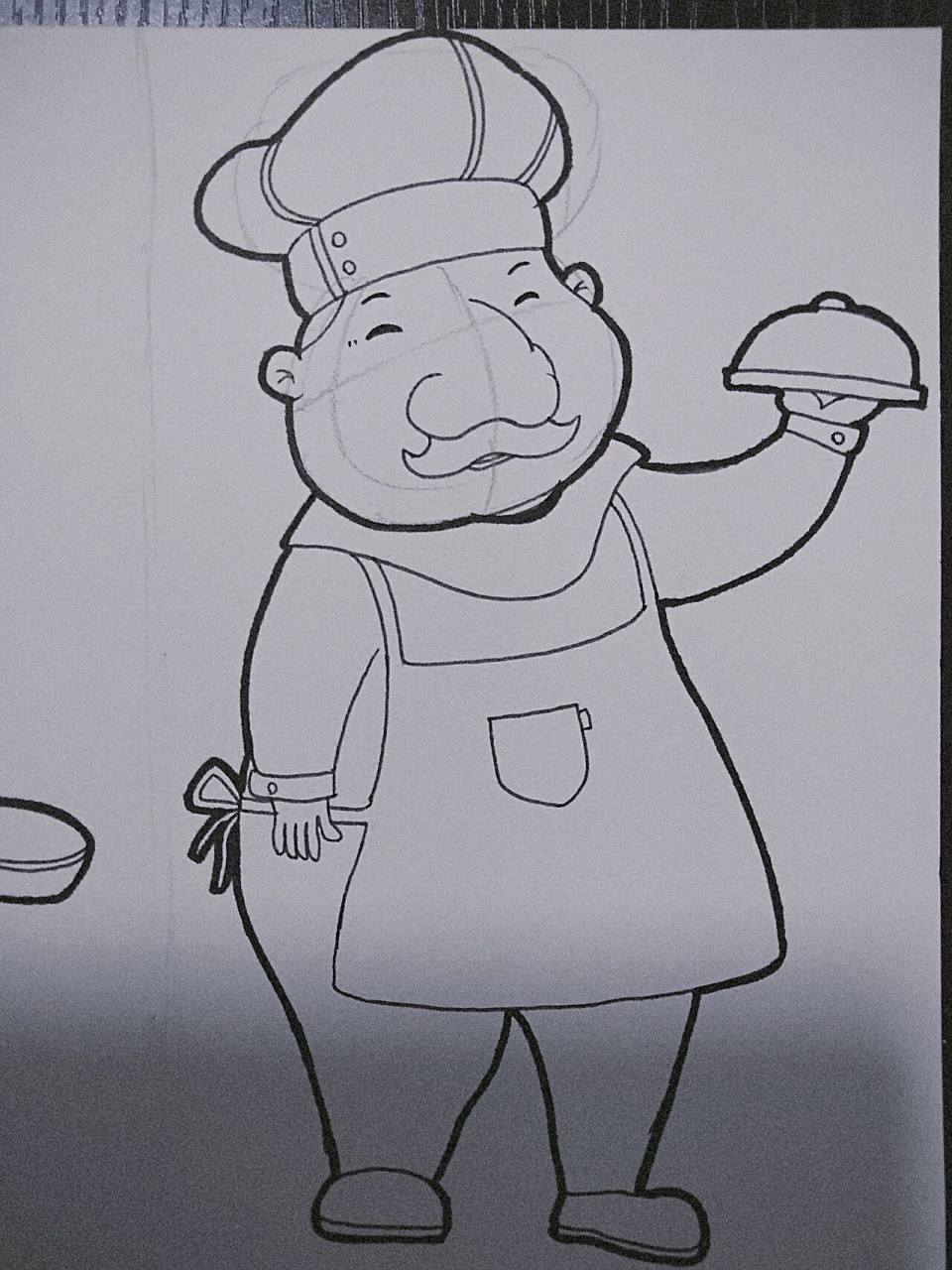 儿童画简笔画93职业篇 厨师(借鉴临摹)