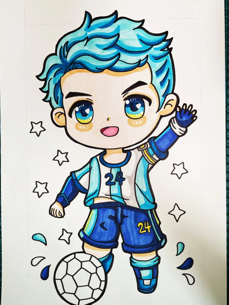 马克笔动漫足球7115小子 今日分享q版动漫,足球小子 马克笔:croma