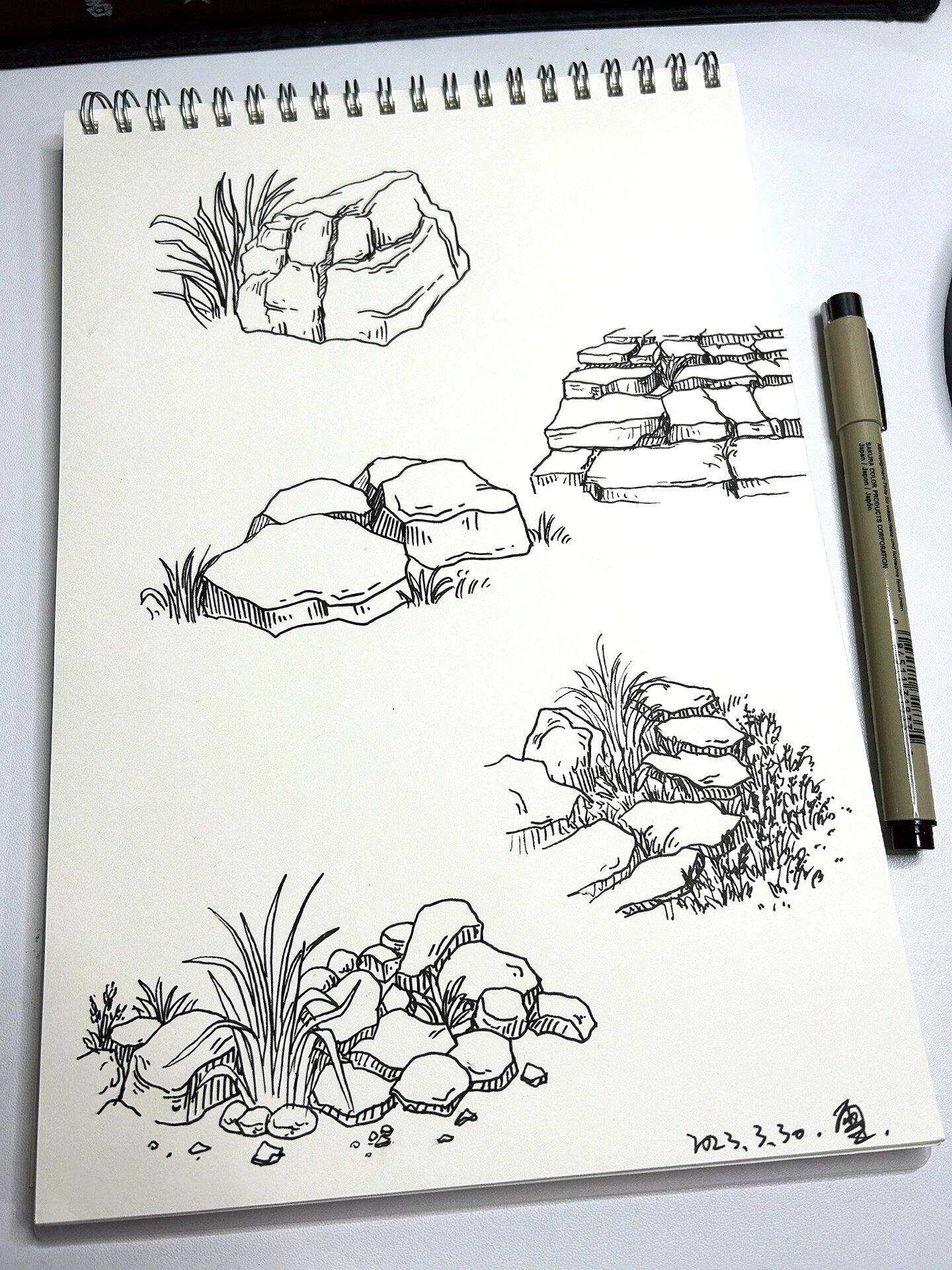 速写|石头的画法