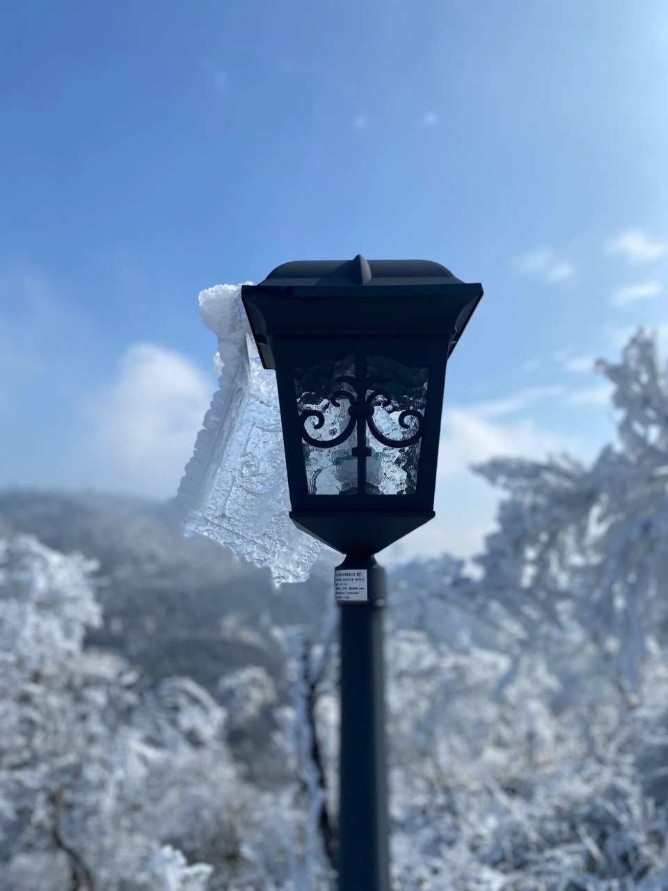 阳光下的天台华顶雾凇雪景 7:30杜桥出发9:30到达华顶 11:30下山一路