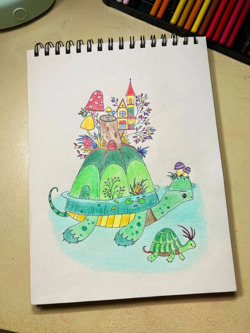 心里要有童话(彩铅画手绘临摹) #手绘# #简笔画# #插画# #彩铅手绘