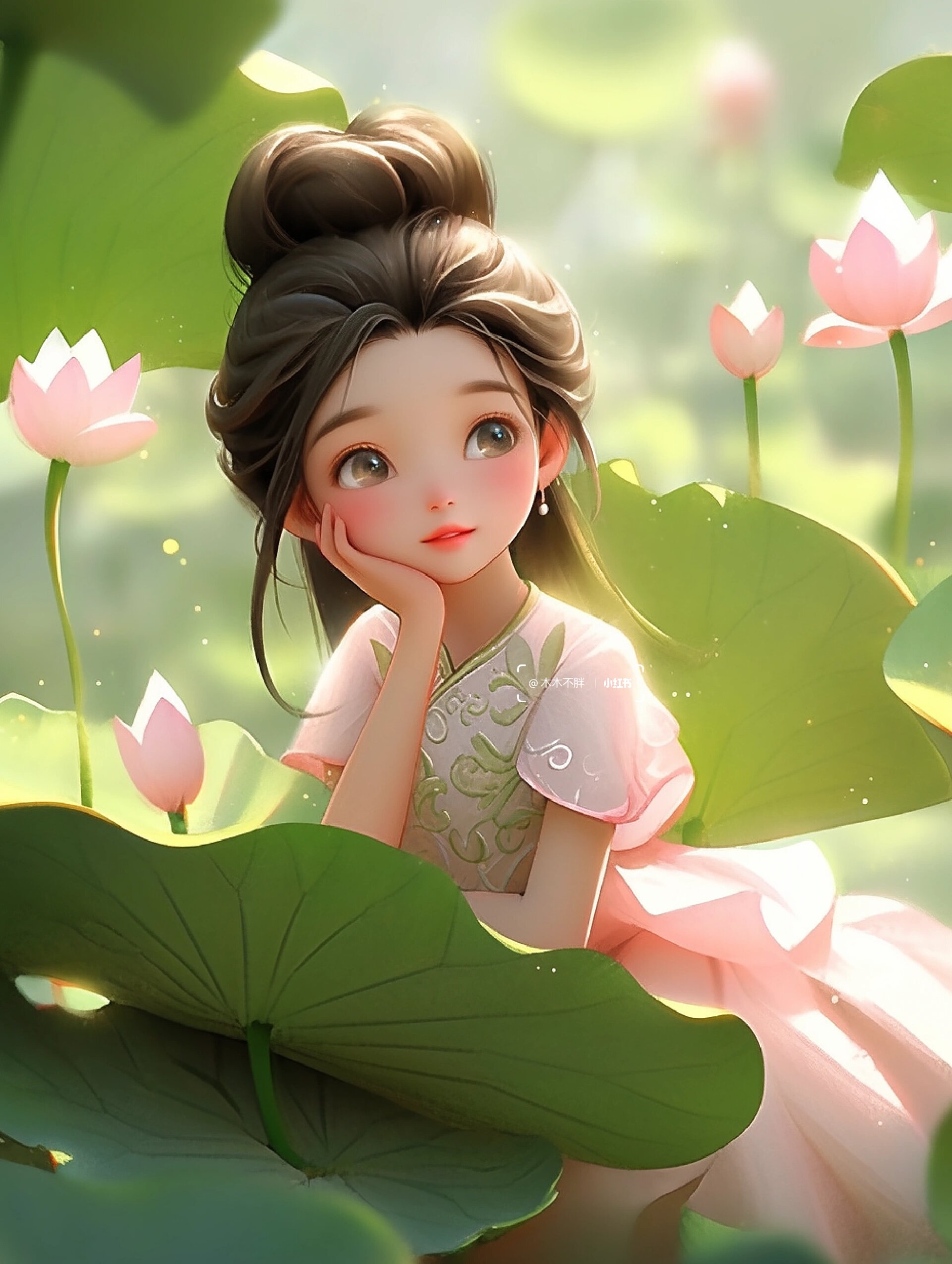 想要一个全是荷花头像壁纸评论区古风美少女