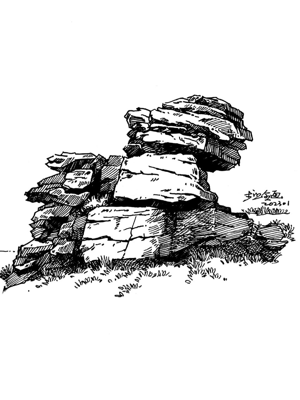 速写‖风化岩石画法解析