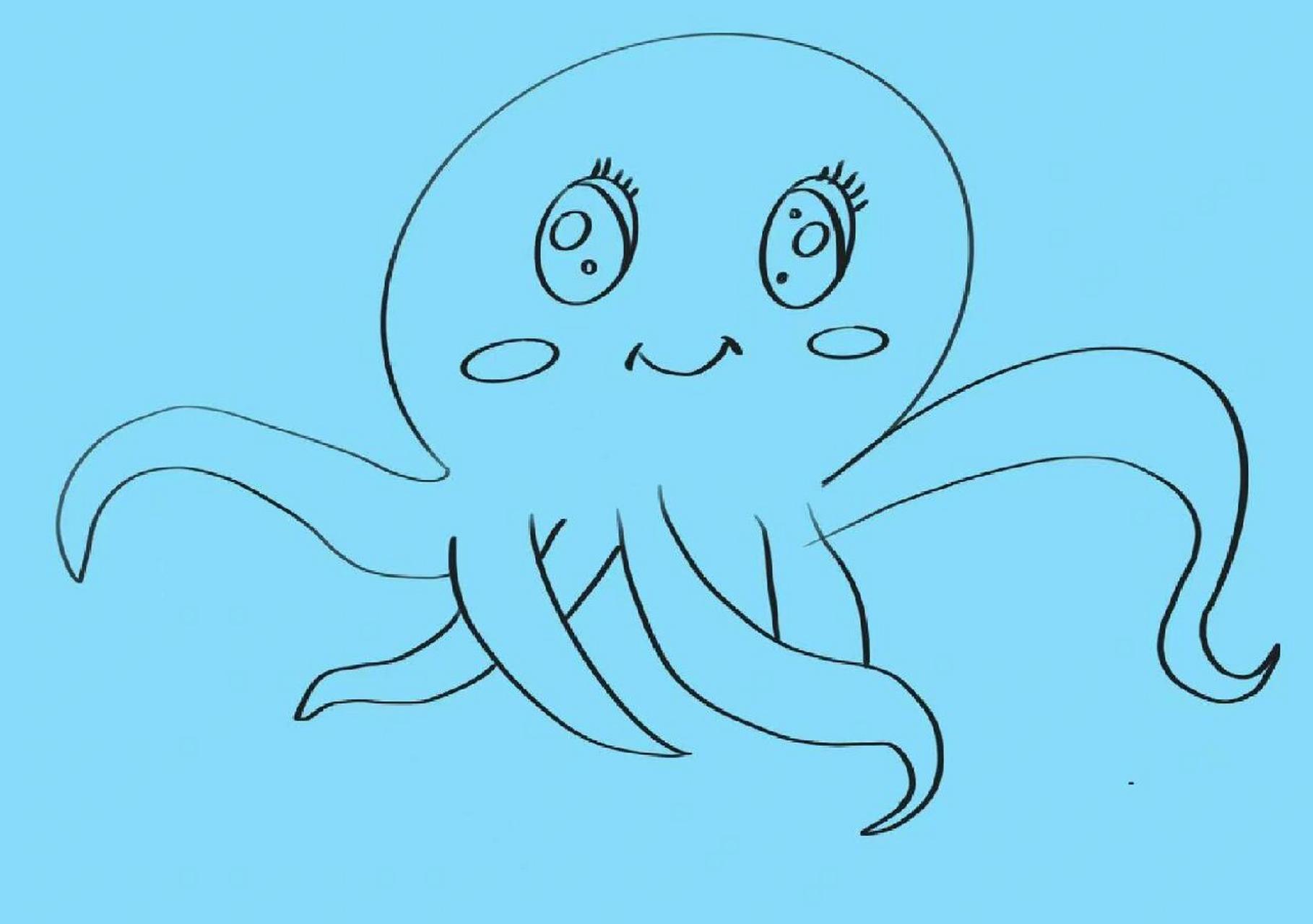 简笔画|一分钟简笔画|动物篇12——八爪鱼 八爪鱼95 (~ε