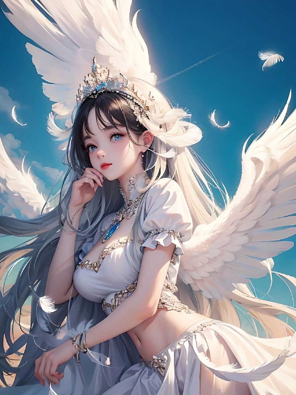 【天使系列】六翼天使,于天空之中,绽放神光  洁白的羽翼, 守护世间.