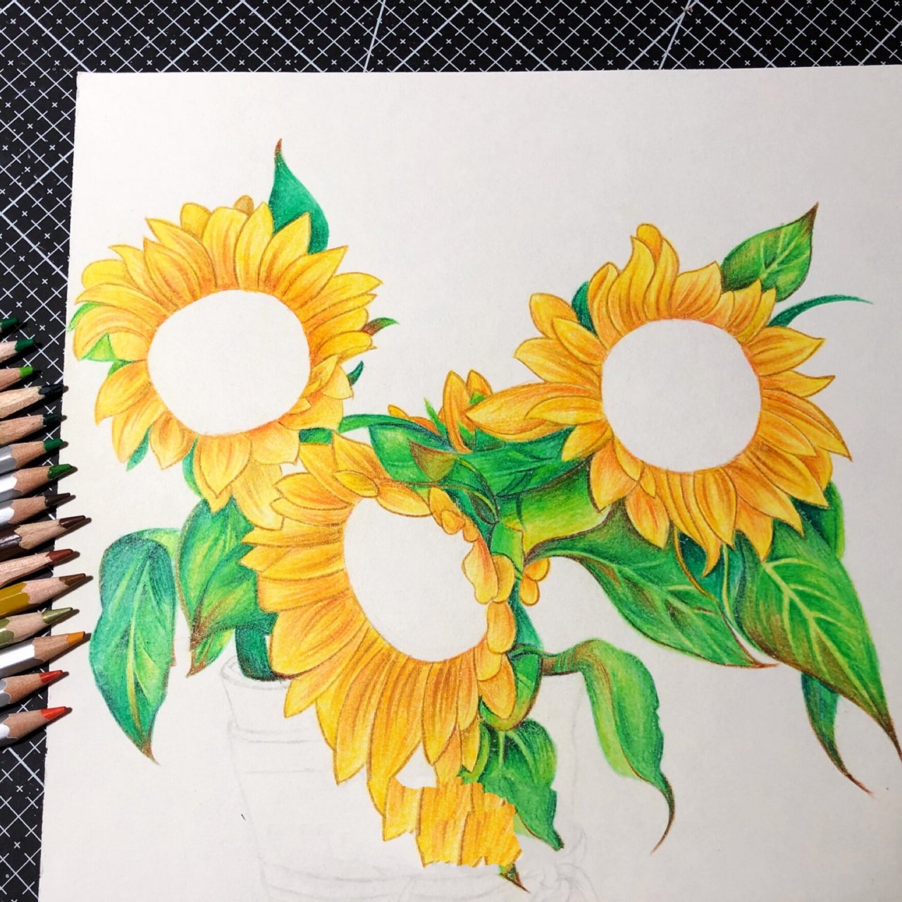 彩铅画 手绘|向阳之花97向日葵