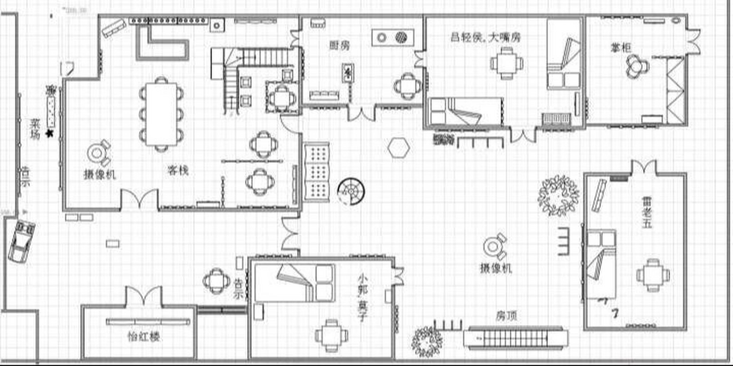 《武林外传》同福客栈,各房间示意图 看了一些b站上的分享,发现电视剧