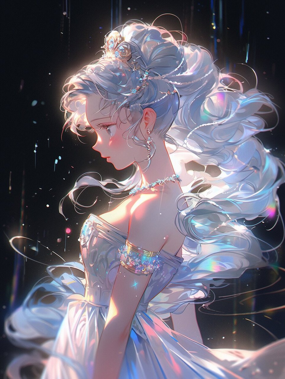 壁纸16|蓝色系美少女97亮度调最低有惊喜 闪闪发亮的海蓝色头发