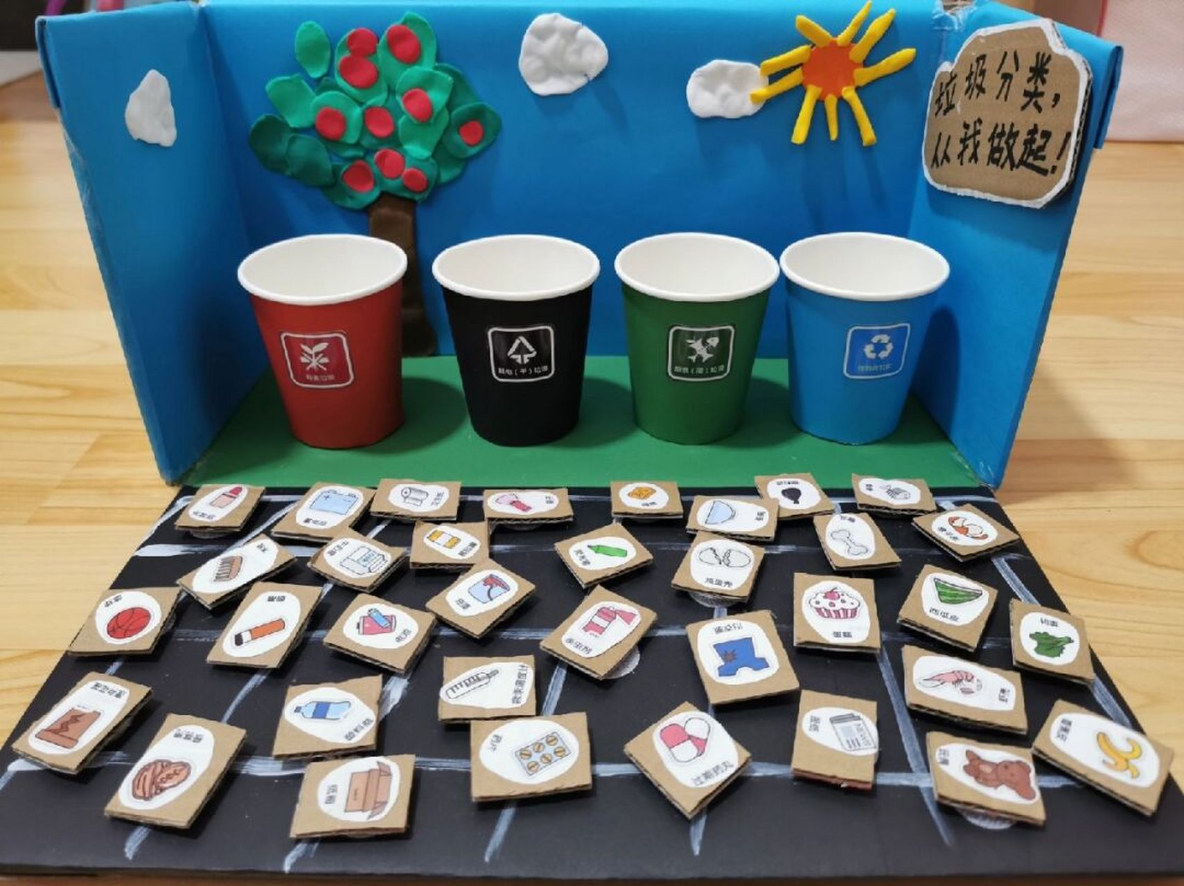 幼儿园手工垃圾分类 和娃一起做的垃圾分类手工作业,不仅可以学习分辨