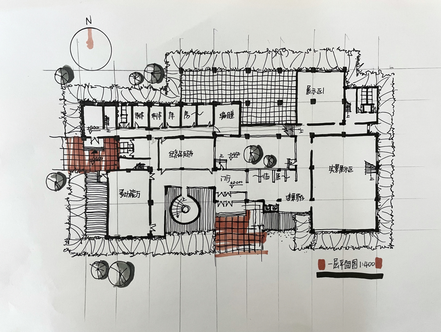 打卡第14天 建筑常用柱网设计方法解读 柱网布置及平面抄绘 轴测图