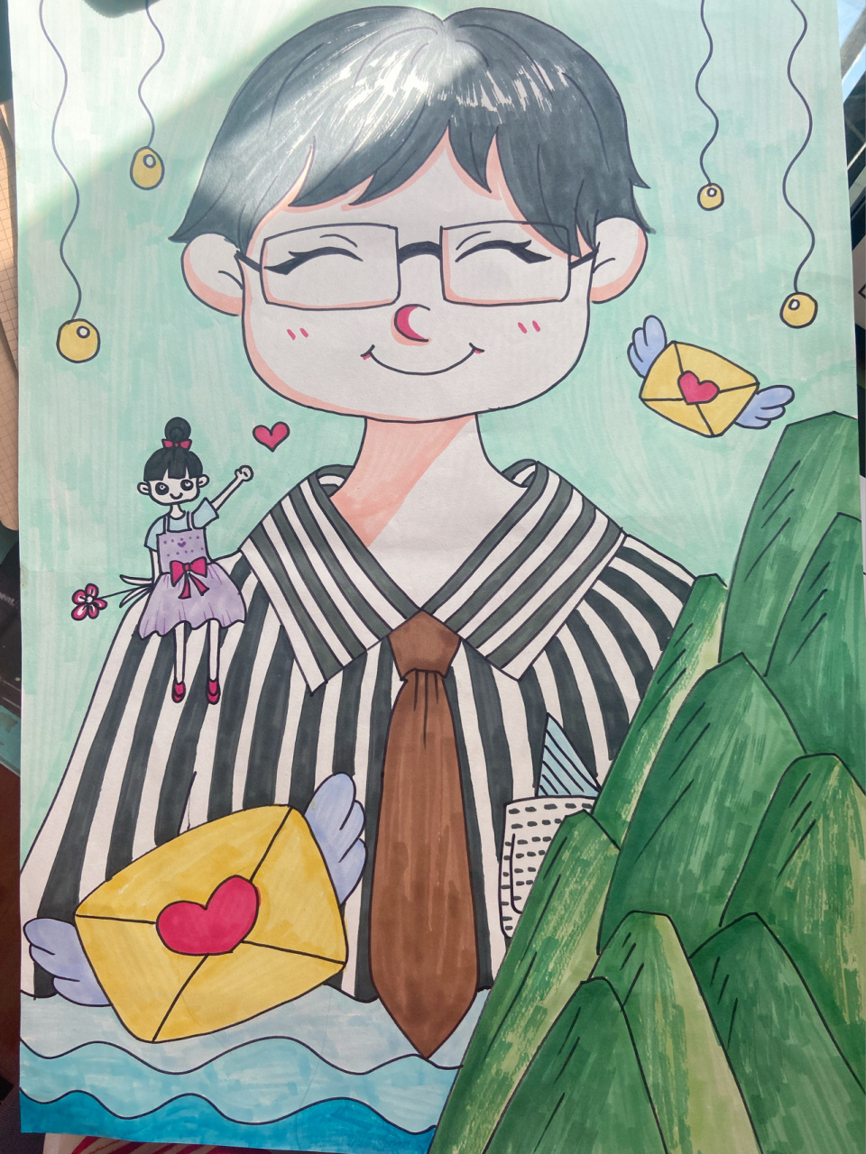 父亲节简笔画/父爱如山/马克笔/原创 父爱如山 最爱你的男人莫过于你