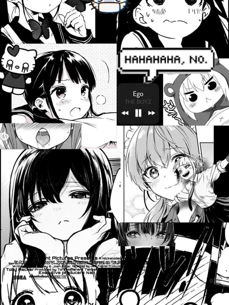 黑白动漫拼接图